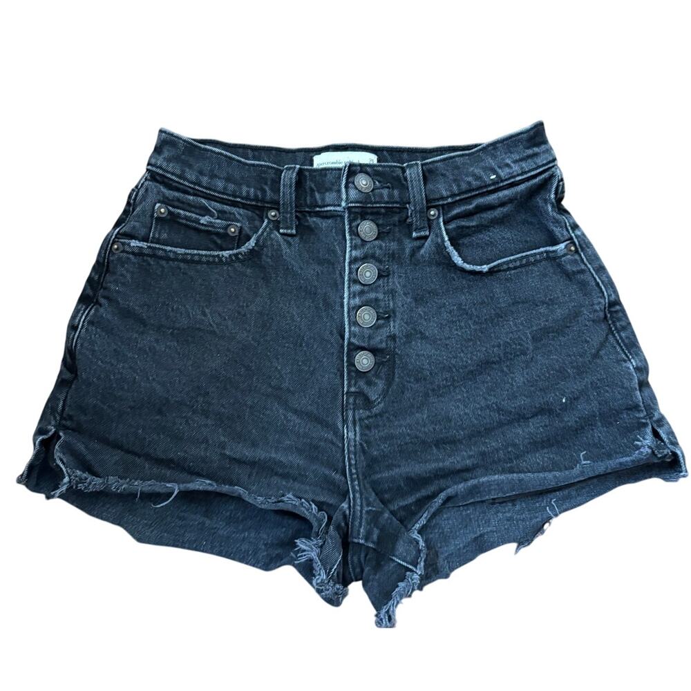 Abercrombie Curve Love High Rise Mom Shorts Black Size 26 Button Fly